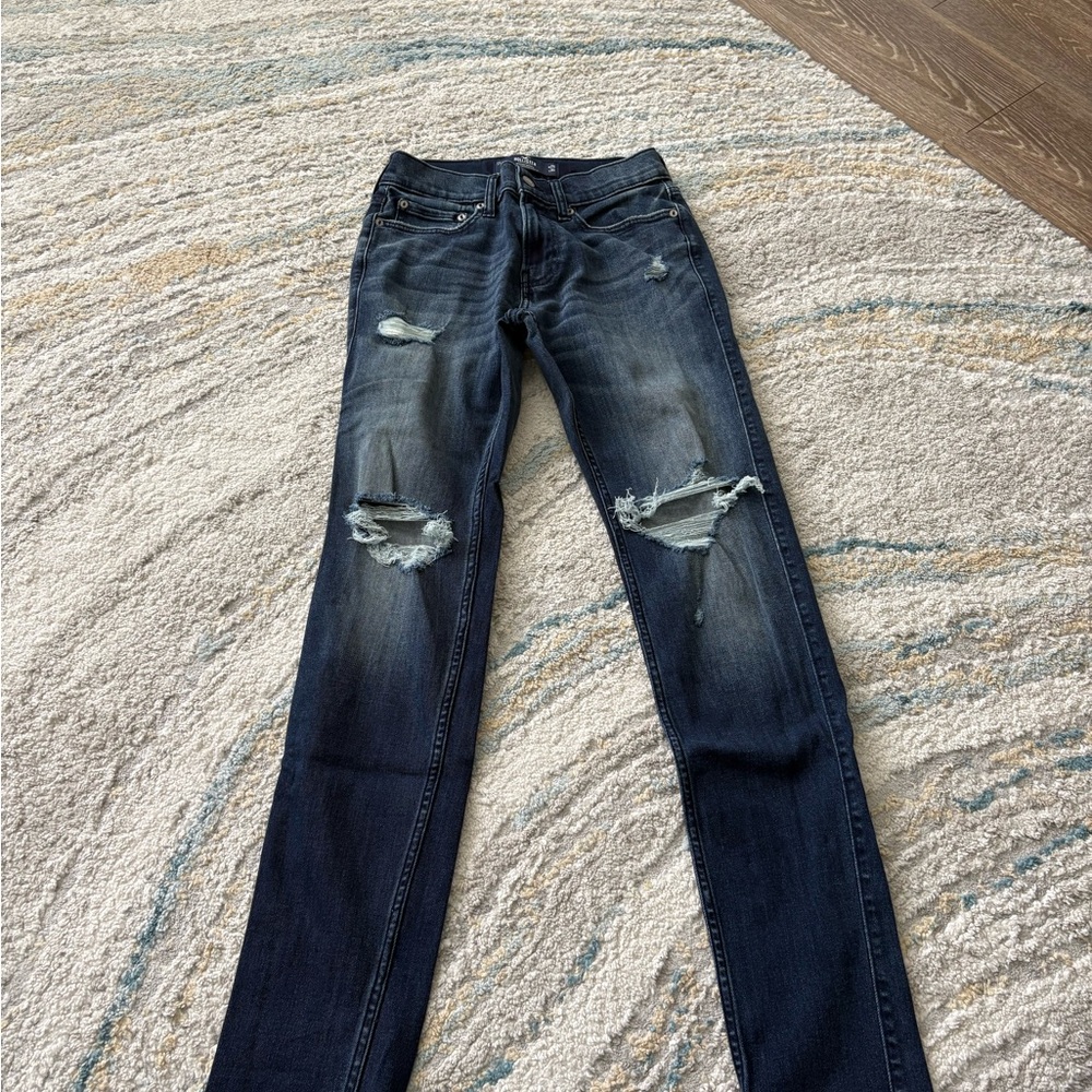 Hollister Dark Blue Stacked Skinny Jeans